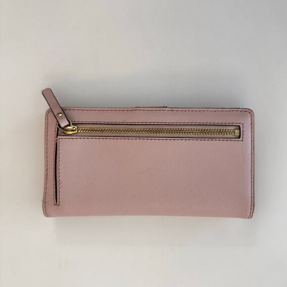 Kate Spade Stacy Large Slim Bifold Saffiano Leather Wallet Light Pink - Picture 3 of 14